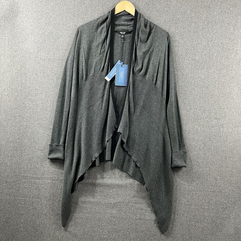 NWT Simply Vera Vera Wang Open Front Drape Cardigan Women’s XS Stretch Gray - Picture 1 of 9